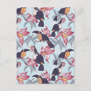 Toucans met exotische bloemen briefkaart
