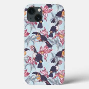 Toucans met exotische bloemen iPhone 13 hoesje