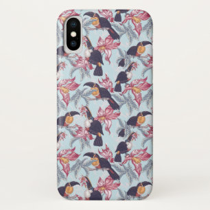 Toucans met exotische bloemen iPhone x hoesje