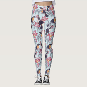 Toucans met exotische bloemen leggings