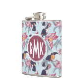 Toucans met exotische bloemen | Monogram Heupfles (Links)
