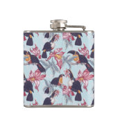 Toucans met exotische bloemen | Monogram Heupfles (Achterkant)