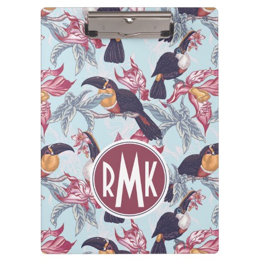 Toucans met exotische bloemen | Monogram Klembord (Voorkant)