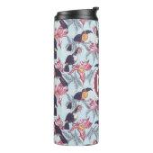Toucans met exotische bloemen | Monogram Thermosbeker (Gedraaid links)
