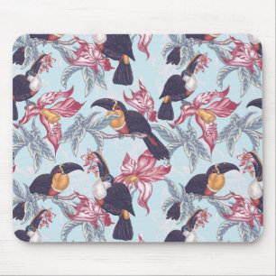 Toucans met exotische bloemen muismat