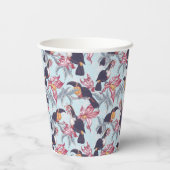 Toucans met exotische bloemen papieren bekers (Achterkant)