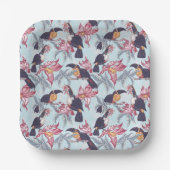 Toucans met exotische bloemen papieren bordje (Voorkant)