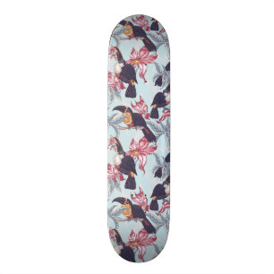 Toucans met exotische bloemen persoonlijk skateboard
