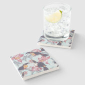 Toucans met exotische bloemen stenen onderzetter (Zijkant)