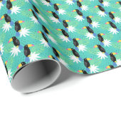 Toucans op Blauwgroen Cadeaupapier (Rol Hoek)