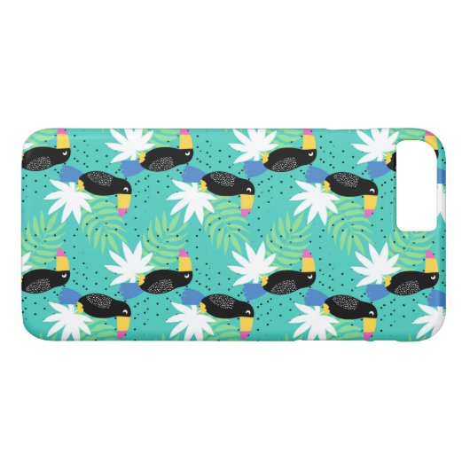 Toucans op Blauwgroen Case-Mate iPhone Case (Achterkant (Horizontaal))