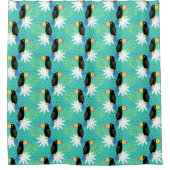 Toucans op Blauwgroen Douchegordijn (Voorkant)