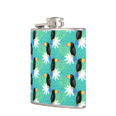 Toucans op Blauwgroen Heupfles (Links)