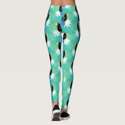 Toucans op Blauwgroen Leggings (Achterkant)