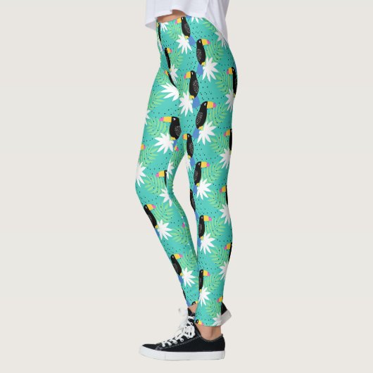 Toucans op Blauwgroen Leggings (Links)