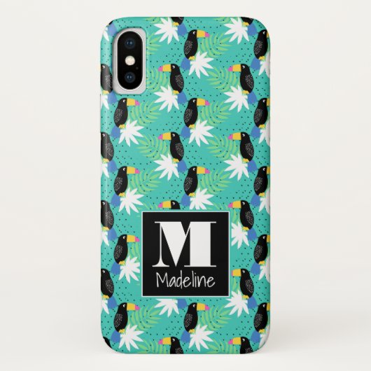 Toucans op Blauwgroen | Monogram Case-Mate iPhone Case (Achterkant)
