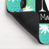 Toucans op Blauwgroen | Monogram Muismat (Hoek)