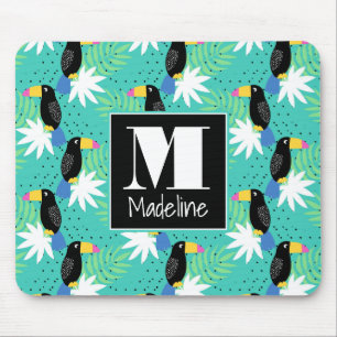 Toucans op Blauwgroen   Monogram Muismat