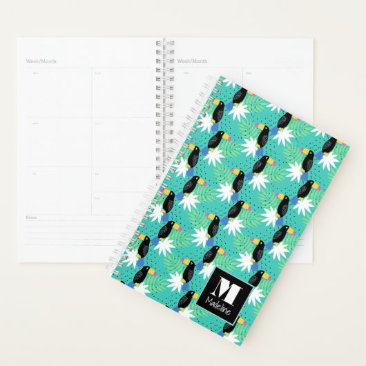 Toucans op Blauwgroen | Monogram Planner (Display)