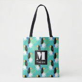 Toucans op Blauwgroen | Monogram Tote Bag (Voorkant)