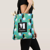 Toucans op Blauwgroen | Monogram Tote Bag (Dichtbij)