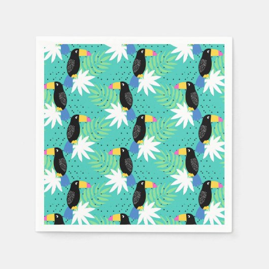 Toucans op Blauwgroen Servet (Voorkant)