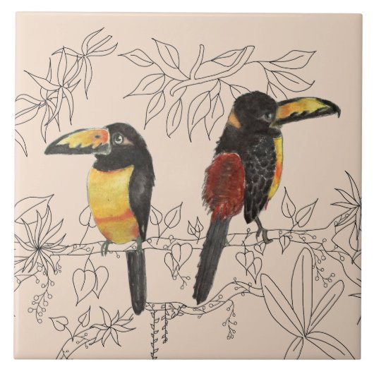 Toucans op een keramische Tegel (B) Tegeltje (Voorkant)