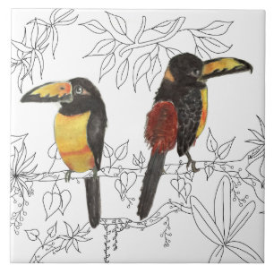 Toucans op een keramische Tegel (W) Tegeltje