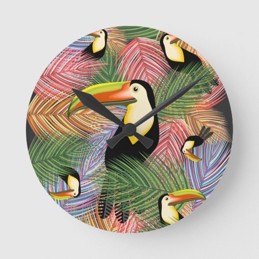 Toucans op het Oerwoud Exotic Summer Pattern Ronde Klok (Voorkant)