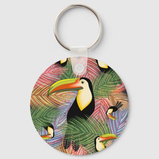 Toucans op het Oerwoud Exotic Summer Pattern Sleutelhanger (Voorkant)