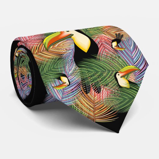 Toucans op het Oerwoud Exotic Summer Pattern Stropdas (Opgerold)