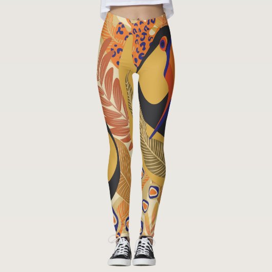 Toucans op takken, naadloos tropisch patroon. leggings (Voorkant)