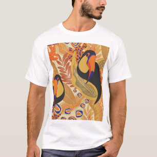 Toucans op takken, naadloos tropisch patroon. t-shirt