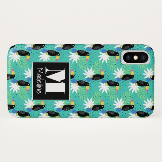 Toucans Op Teal | Monogram Case-Mate iPhone Case (Achterkant (horizontaal))