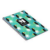Toucans Op Teal | Monogram Notitieboek (Rechterzijde)