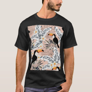 Toucans, palmen, Plumeria: roze tropisch. T-shirt