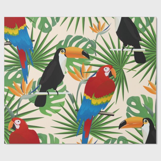 Toucans & Parrots Pattern Cadeaupapier (Vlak)