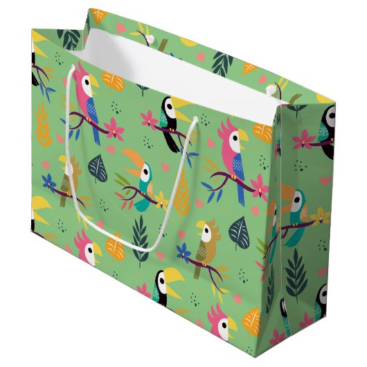 Toucans & parrotts groot cadeauzakje (Voorkant Gekanteld)