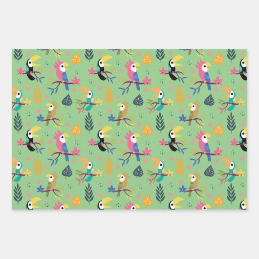 Toucans & parrotts inpakpapier vel (Voorkant)