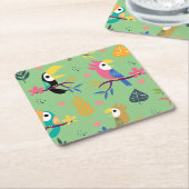 Toucans & parrotts kartonnen onderzetters (Schuin)
