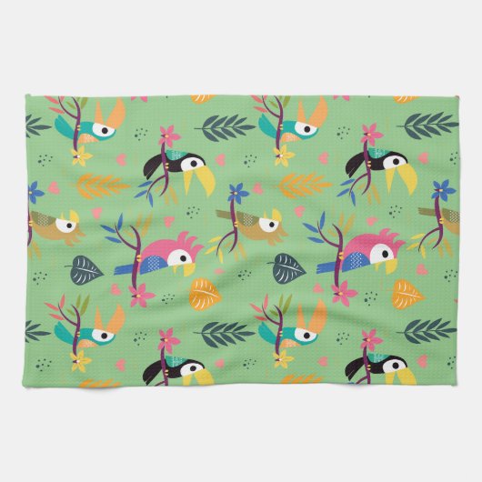 Toucans & parrotts theedoek (Horizontaal)