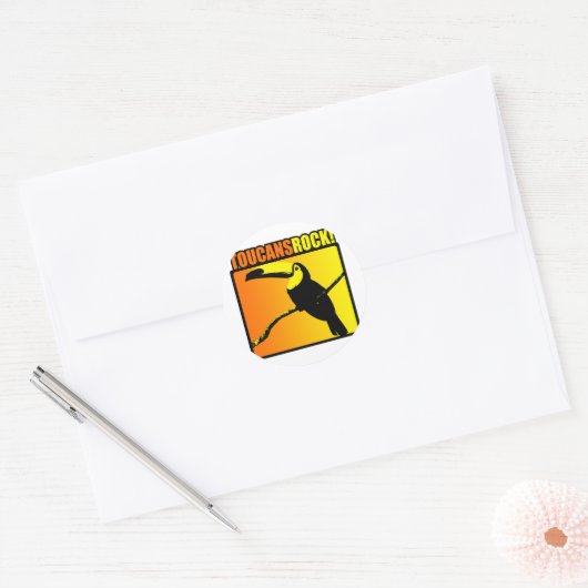 Toucans Rock! Ronde Sticker (Envelop)