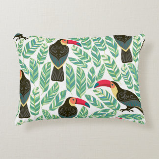 Toucans, tropische bladeren, decoratief patroon. accent kussen