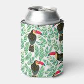 Toucans, tropische bladeren, decoratief patroon. blikjeskoeler (Blikje Voorkant)