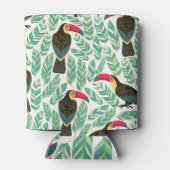 Toucans, tropische bladeren, decoratief patroon. blikjeskoeler (Achterkant)