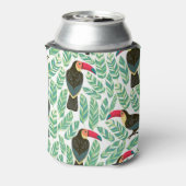 Toucans, tropische bladeren, decoratief patroon. blikjeskoeler (Blikje Achterkant)