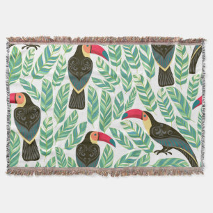 Toucans, tropische bladeren, decoratief patroon. deken