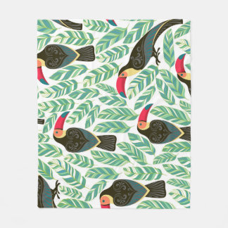 Toucans, tropische bladeren, decoratief patroon. fleece deken