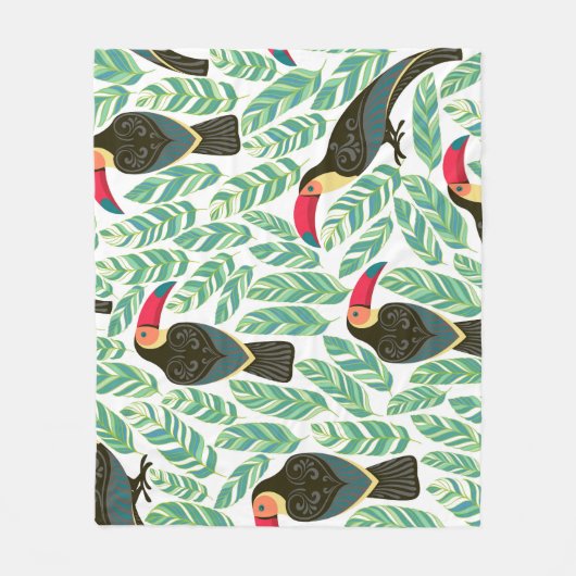 Toucans, tropische bladeren, decoratief patroon. fleece deken (Voorkant)
