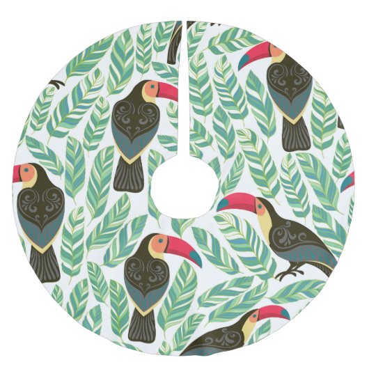 Toucans, tropische bladeren, decoratief patroon. kerstboom rok (Voorkant)